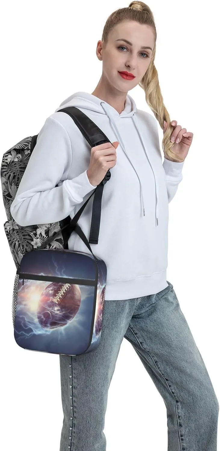 Football Lunch Box Insulated Thermal Reusable Lunch Bag Cooler Totes For Men Work Office Picnic Hiking