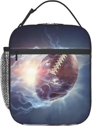 Football Lunch Box Insulated Thermal Reusable Lunch Bag Cooler Totes For Men Work Office Picnic Hiking