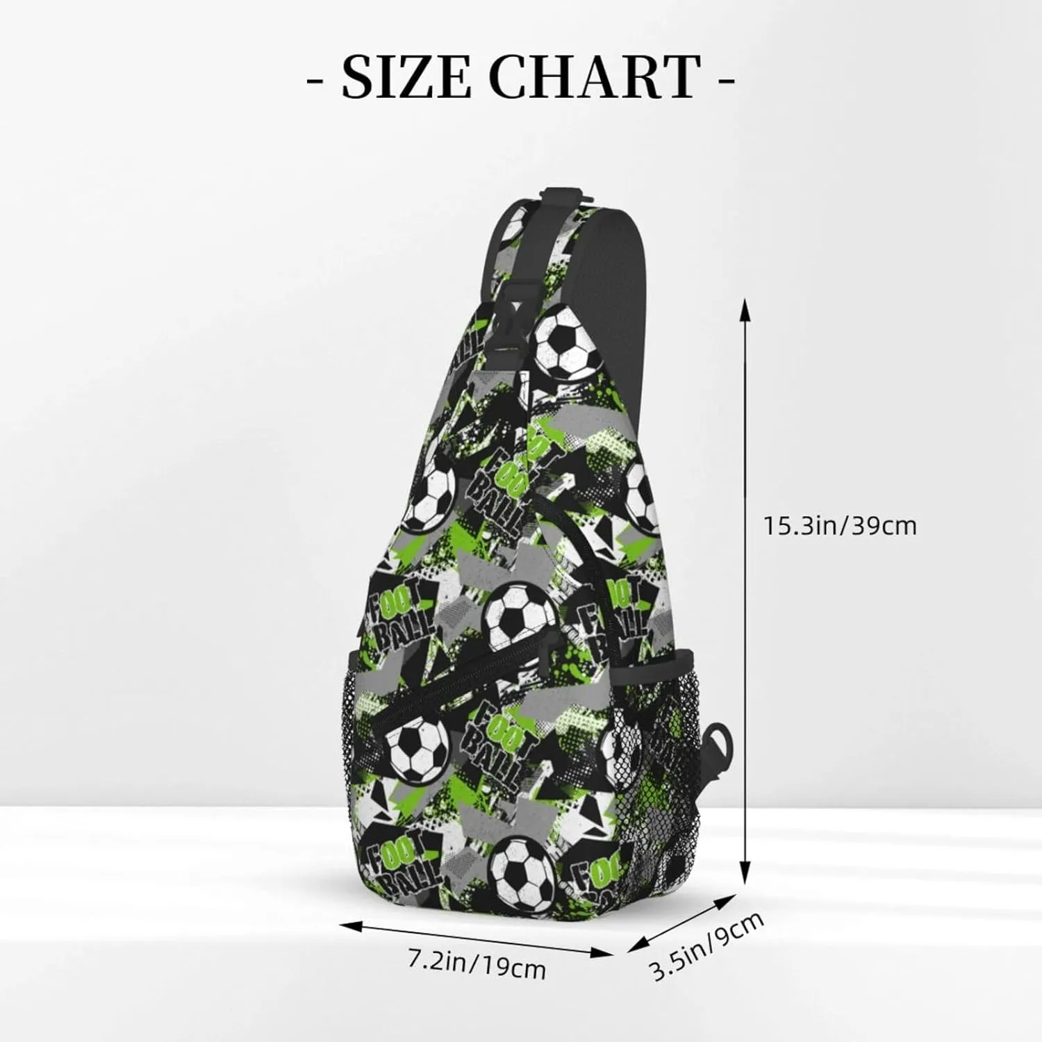 Football Pattern Grunge Urban Chest Sling Bag Crossbody Shoulder Backpack Bag Gym Cycling Daypack Travel Hiking Cross Bag
