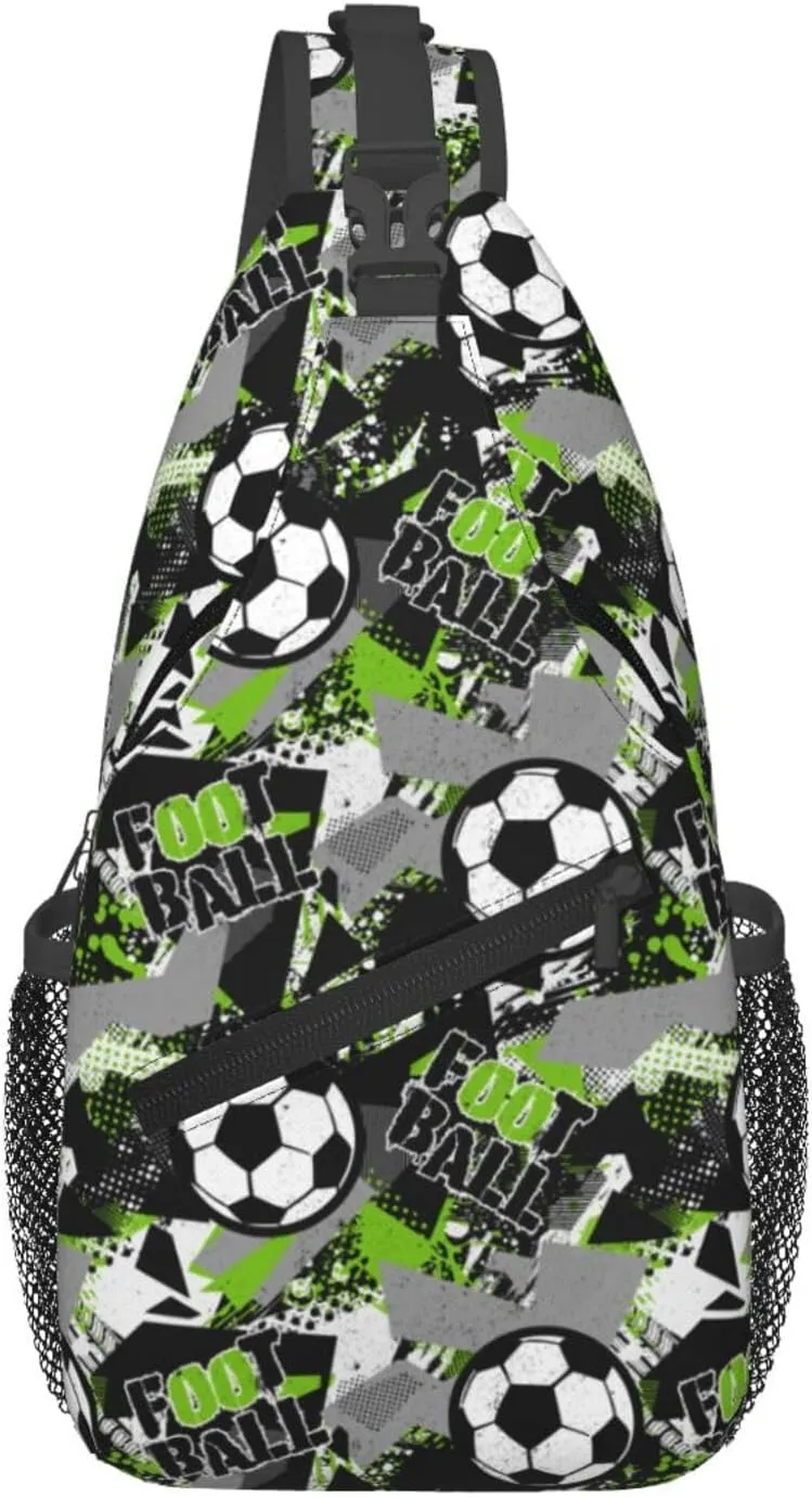 Football Pattern Grunge Urban Chest Sling Bag Crossbody Shoulder Backpack Bag Gym Cycling Daypack Travel Hiking Cross Bag