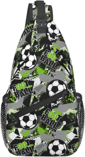 Football Pattern Grunge Urban Chest Sling Bag Crossbody Shoulder Backpack Bag Gym Cycling Daypack Travel Hiking Cross Bag