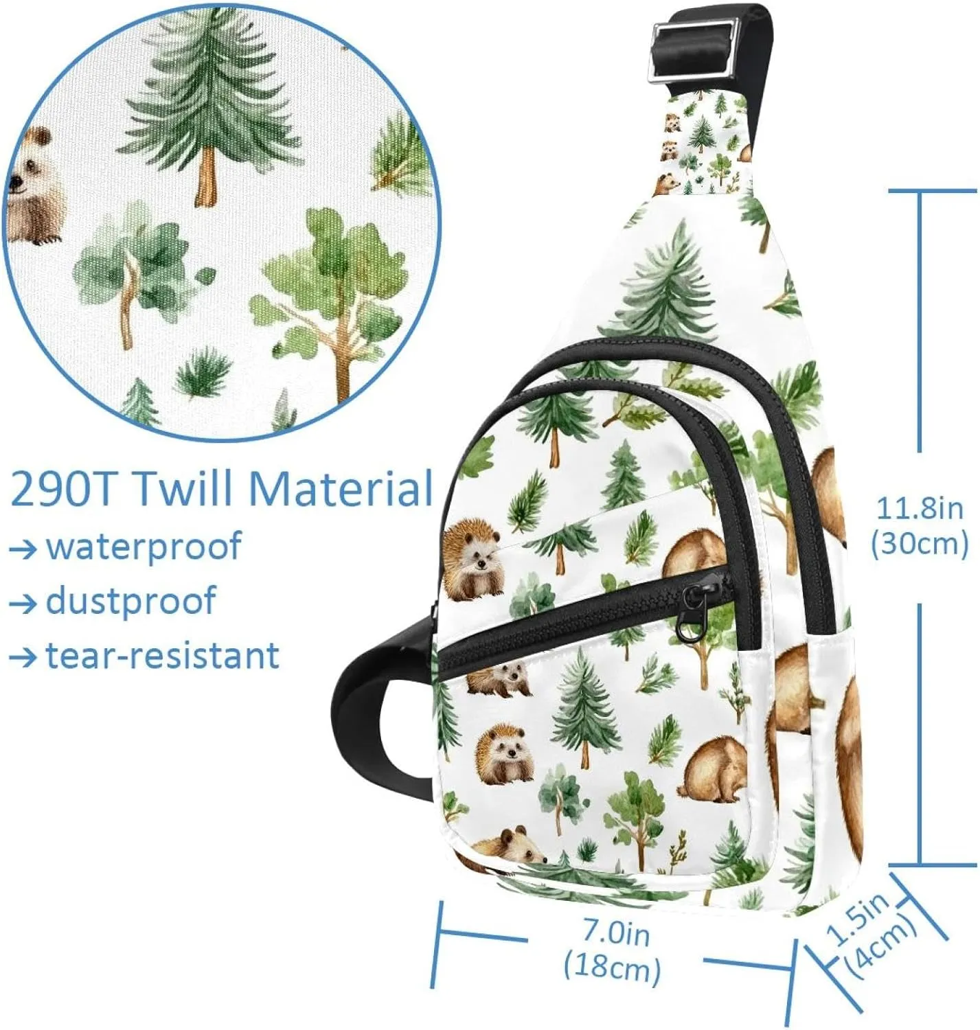 _Forest animals bears hedgehog (1) Sling Bag for Women Travel Shoulder Bag Chest Bag