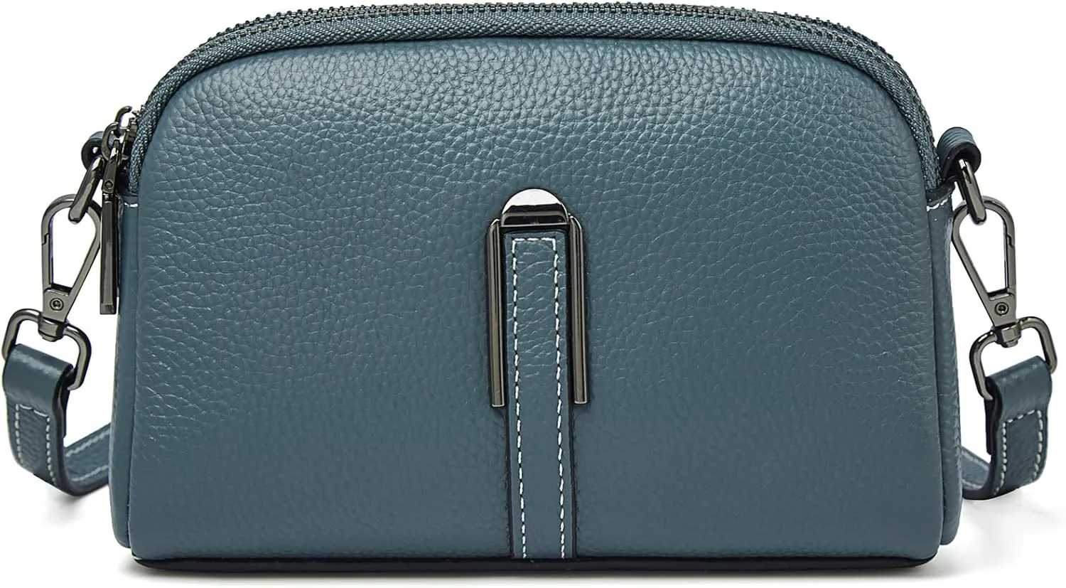 FOXLOVER Small Crossbody Bags for Women Double Zip Cell Phone Leather Handbag with Ajustable Shoulder Strap