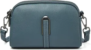 FOXLOVER Small Crossbody Bags for Women Double Zip Cell Phone Leather Handbag with Ajustable Shoulder Strap