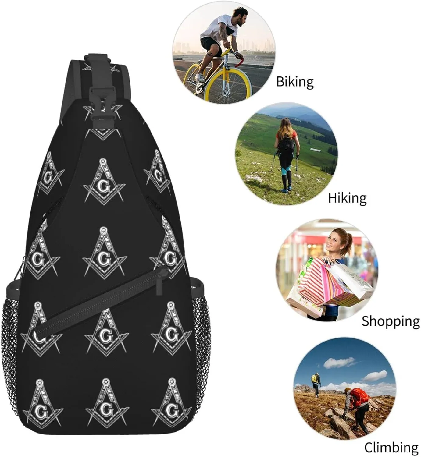 Freemasonry Sling Bag Crossbody Backpack Shoulder Casual Daypack Bag for Men Women