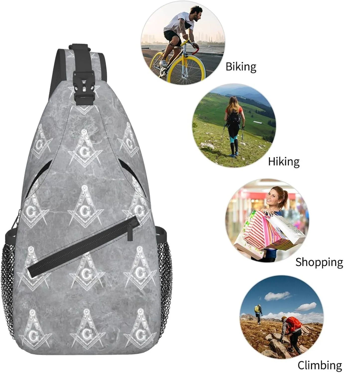 Freemasonry Sling Bag Crossbody Backpack Shoulder Casual Daypack Bag for Men Women