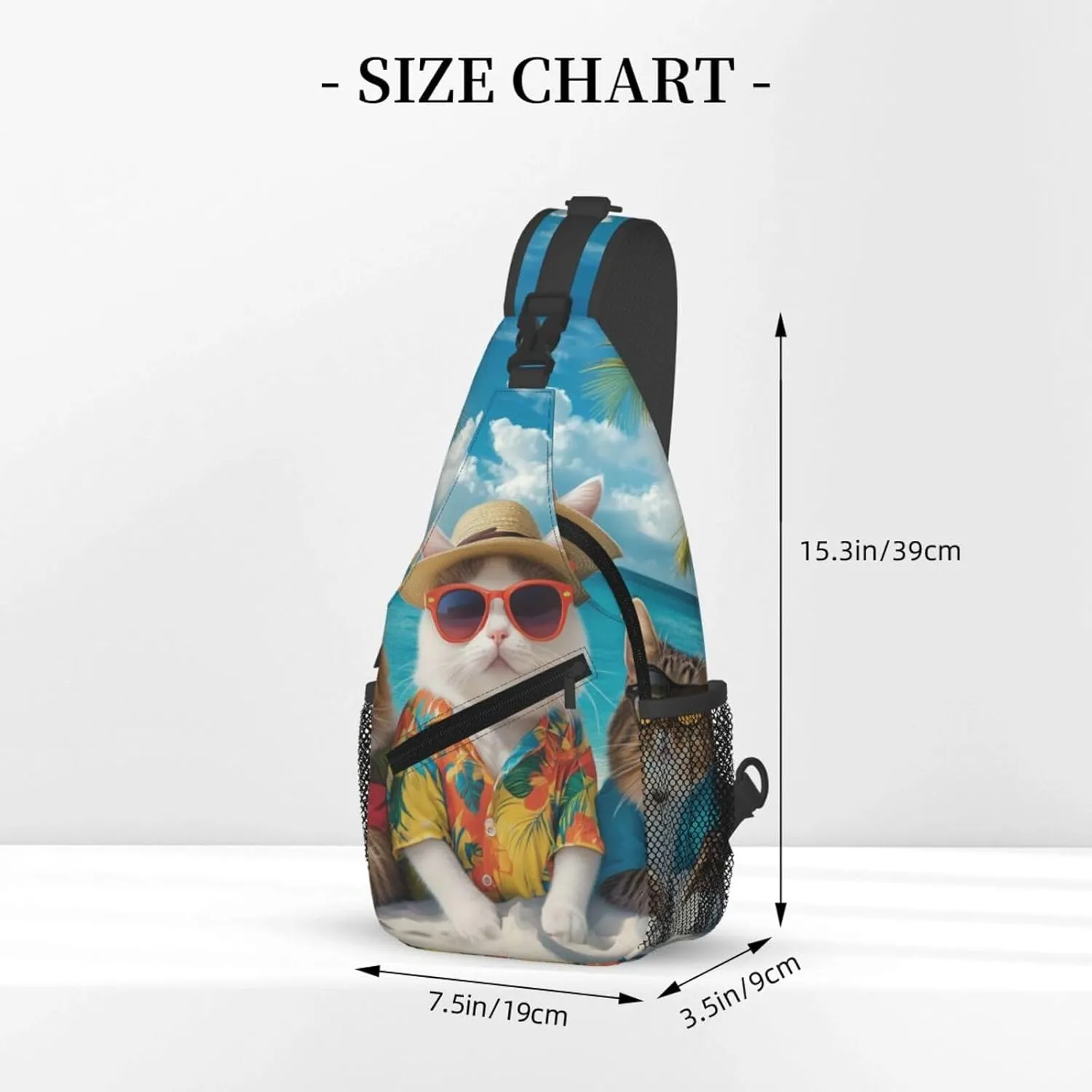 Funny Cat Summer Beach Sling Bag Crossbody Bag for Men Women, Daypack Chest Backpack Shoulder Bag for Travle Hiking