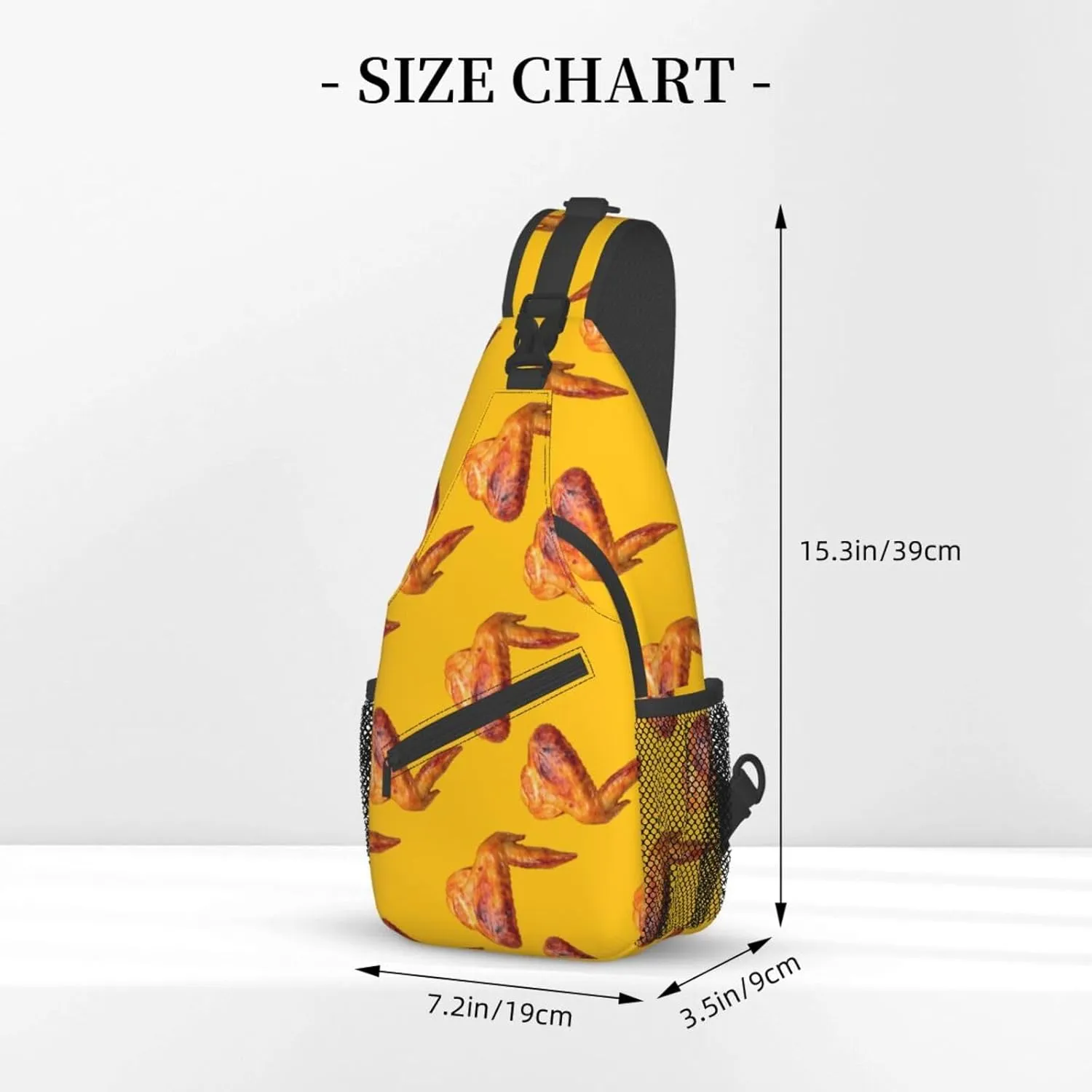 Funny Chicken Wings Yellow Sling Bag for Men Women Crossbody Sling Backpack Cycling Hiking Daypack Shoulder Chest Bag with Adjustable Strap, Alzslbgcb1109-123