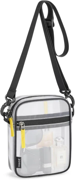 G4Free Clear Bag Stadium Approved, Clear Sling Mesh Bag for Women Men, Crossbody for Concerts Sports Events Festivals(Black)