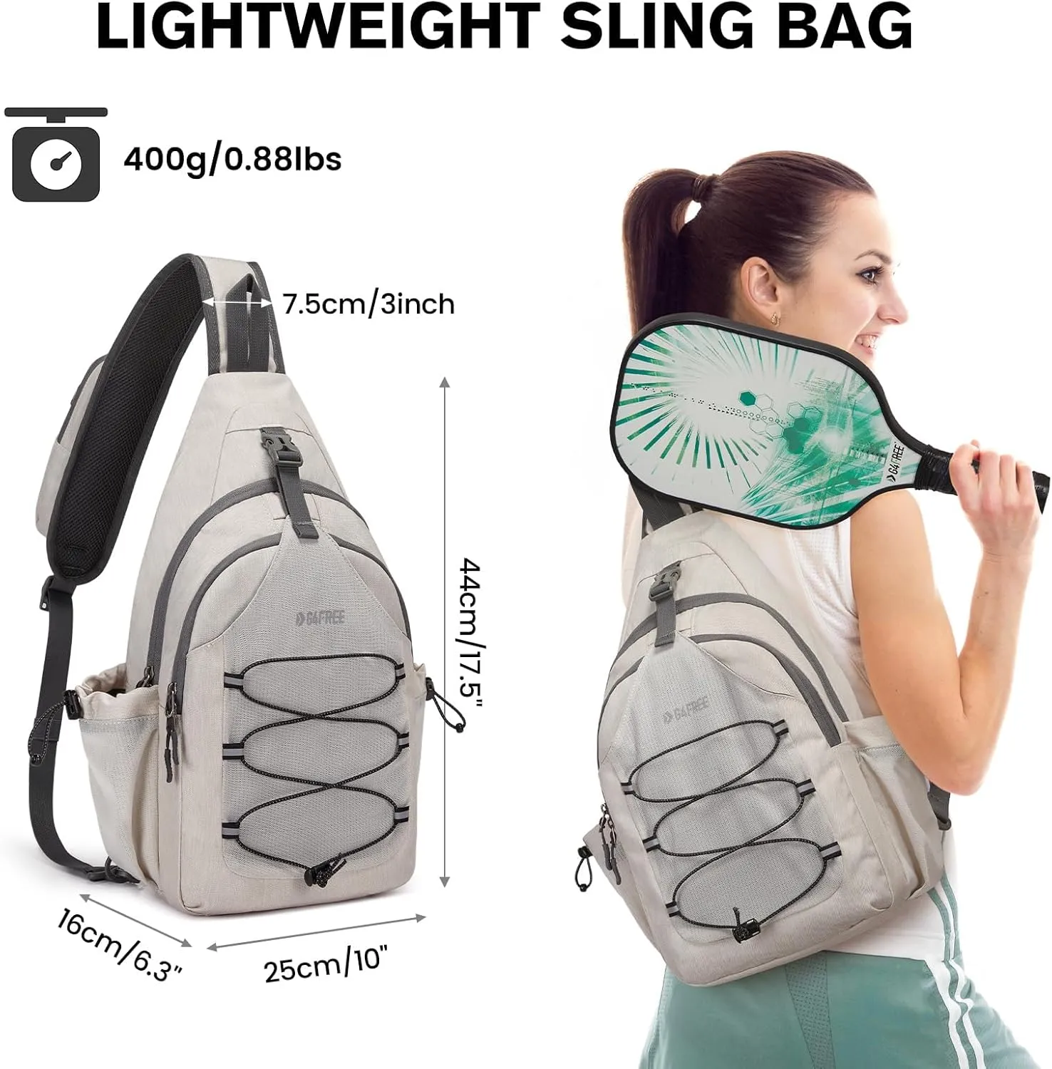 G4Free Pickleball Bag, Crossbody Sling Bag for Men Women, Pickleball Backpack, Pickle Ball Paddle Bag Gifts for Sports