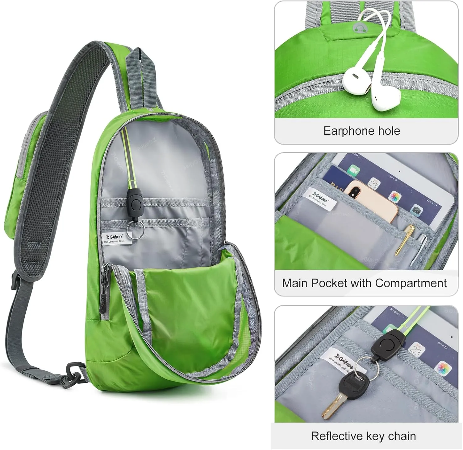 G4Free Sling Bag RFID Blocking Crossbody Backpack with Front Pocket Hiking Daypack Chest Bag for Women Men