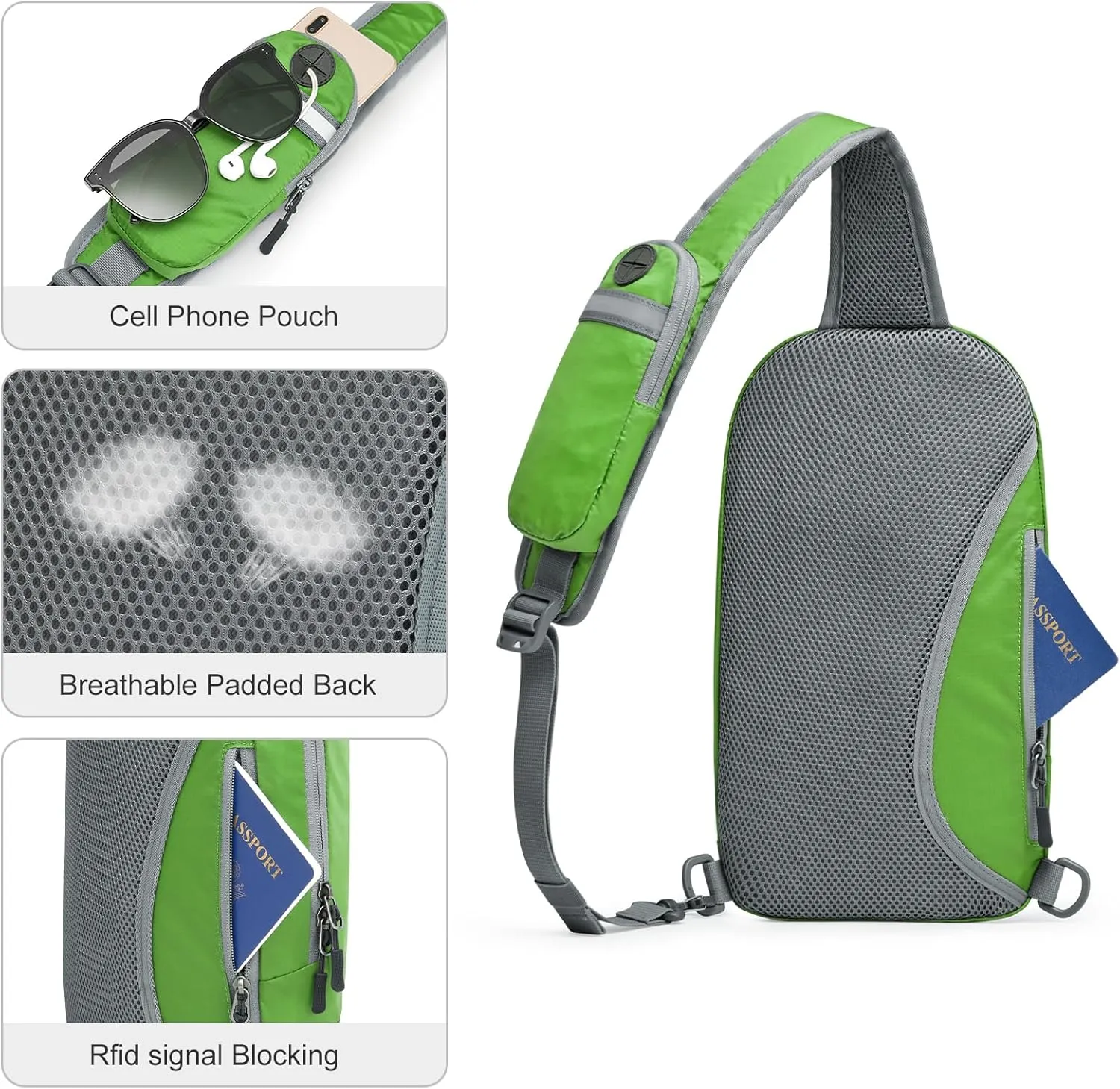 G4Free Sling Bag RFID Blocking Crossbody Backpack with Front Pocket Hiking Daypack Chest Bag for Women Men