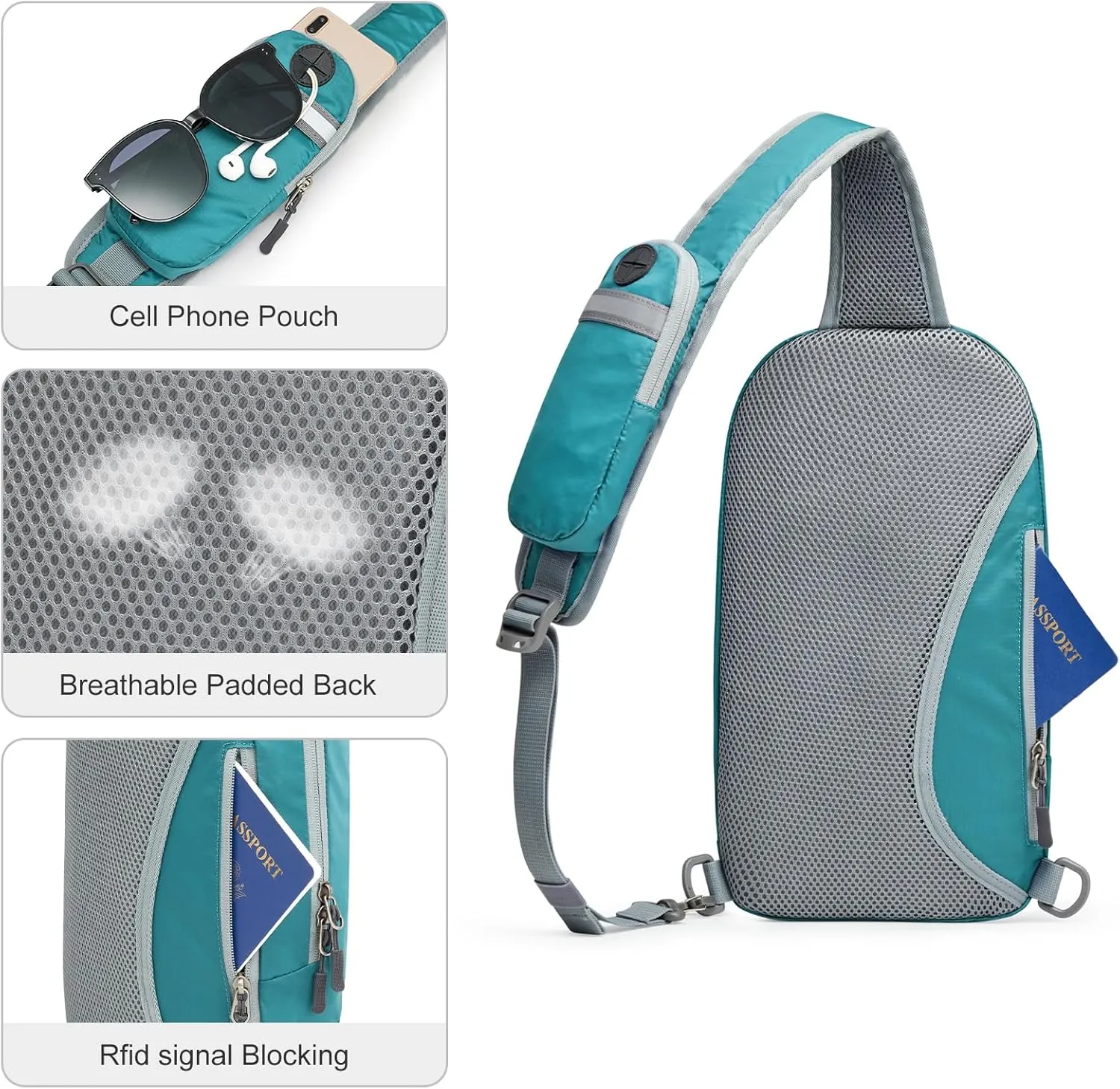 G4Free Sling Bag RFID Blocking Lightweight Crossbody Backpack Chest Shoulder Bag for Travel Sports Running
