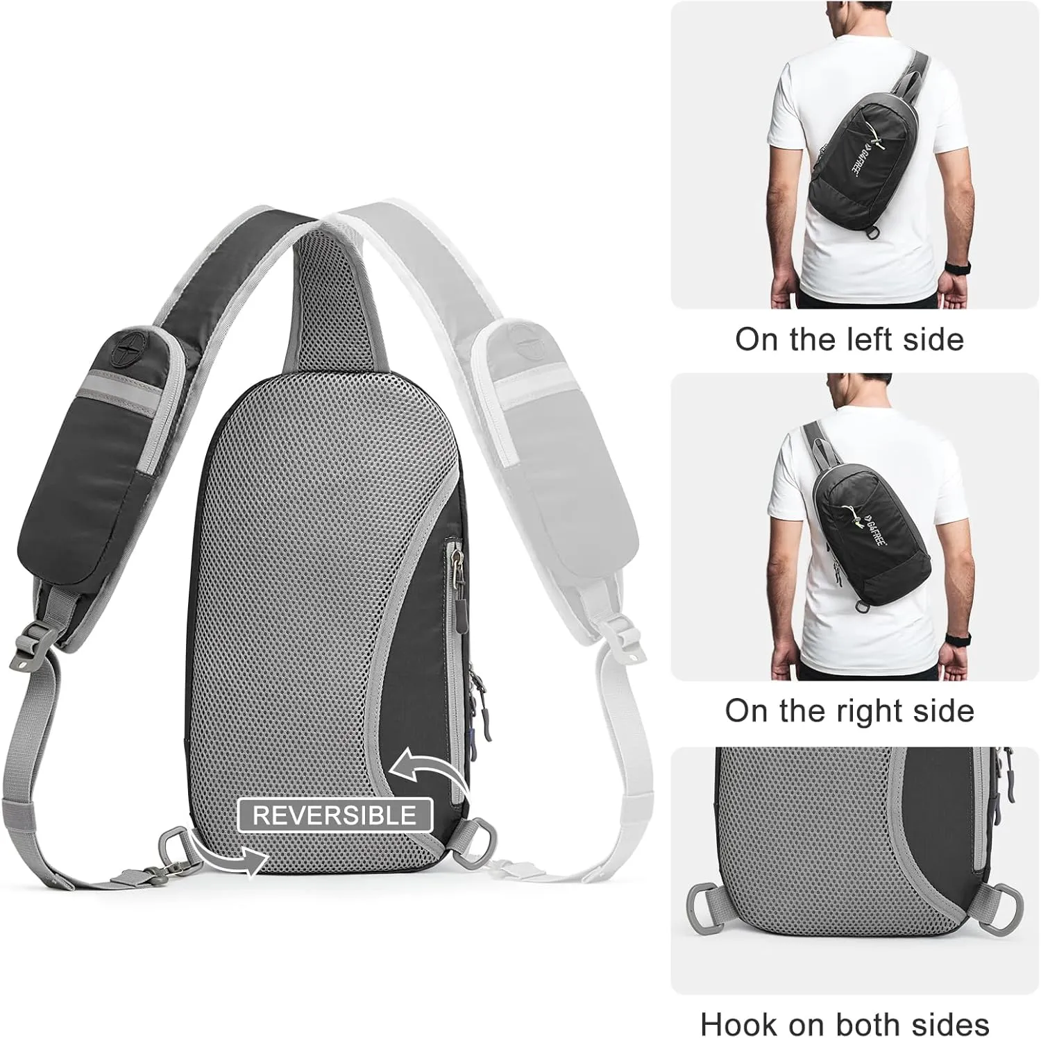 G4Free Sling Bag RFID Blocking Lightweight Crossbody Backpack Chest Shoulder Bag for Travel Sports Running