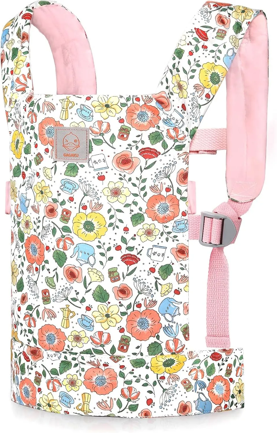 GAGAKU Baby Doll Carrier Stuffed Animal Carrier for Girls Doll Accessory Adjustable Straps for Reborn Baby Dolls - Pink Teapot