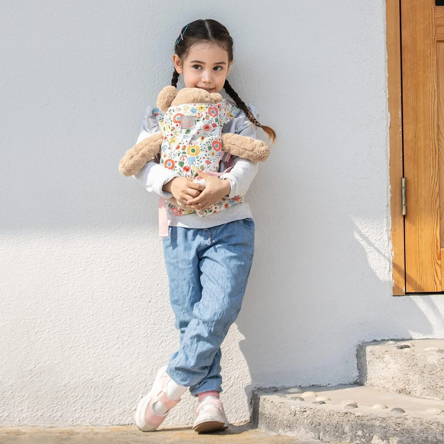GAGAKU Baby Doll Carrier Stuffed Animal Carrier for Girls Doll Accessory Adjustable Straps for Reborn Baby Dolls - Pink Teapot