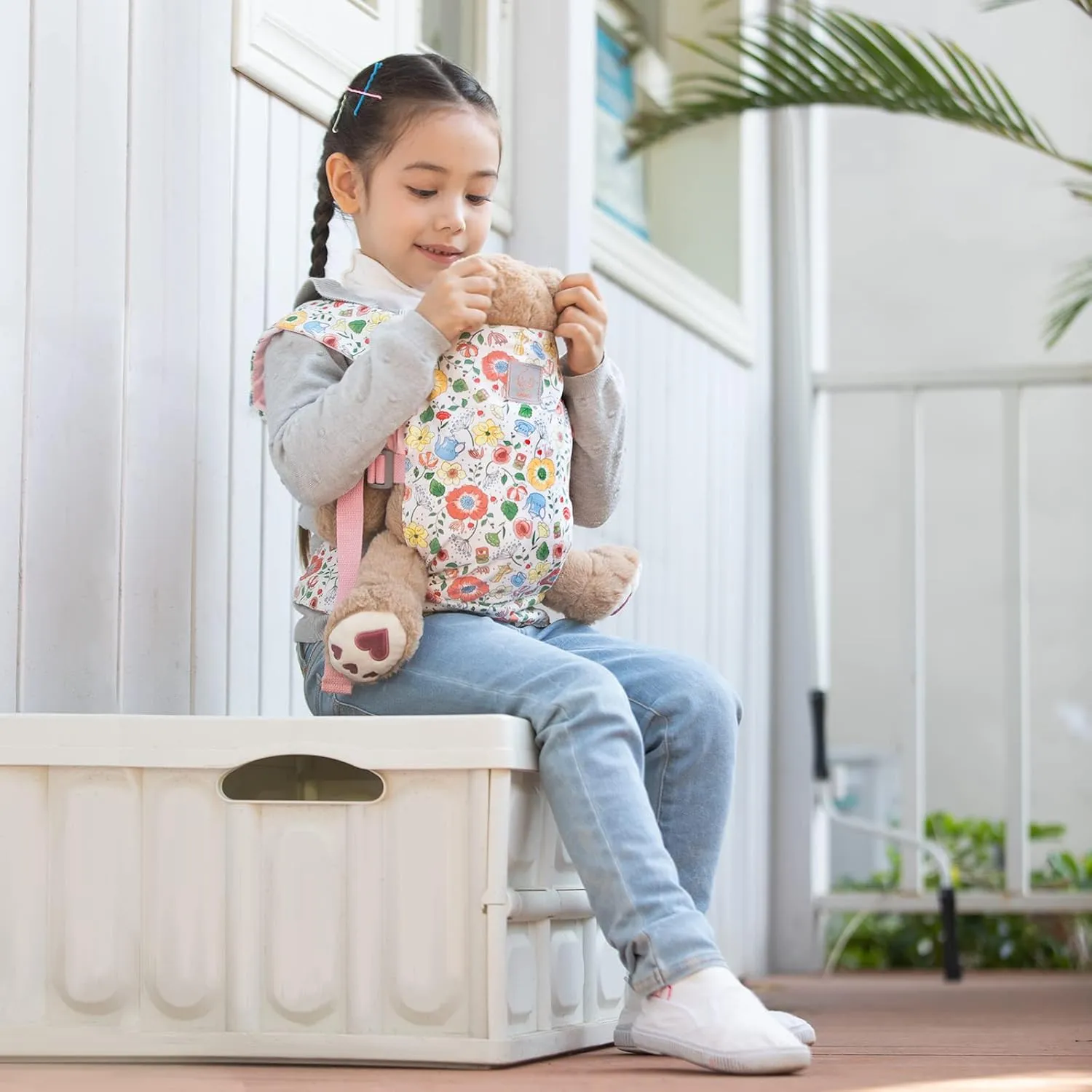 GAGAKU Baby Doll Carrier Stuffed Animal Carrier for Girls Doll Accessory Adjustable Straps for Reborn Baby Dolls - Pink Teapot