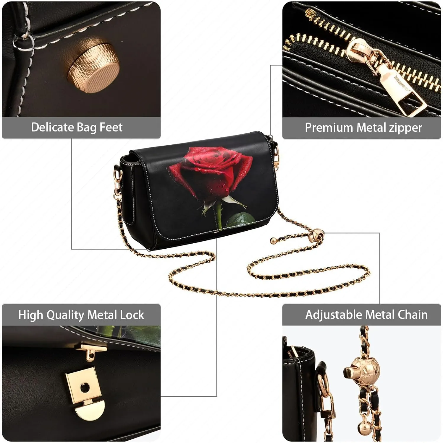 GAIGEO Bear Drink Milk Leather Crossbody Bags, Crossbody Purses for Women Leather, Leather Zipper Shoulder Bag
