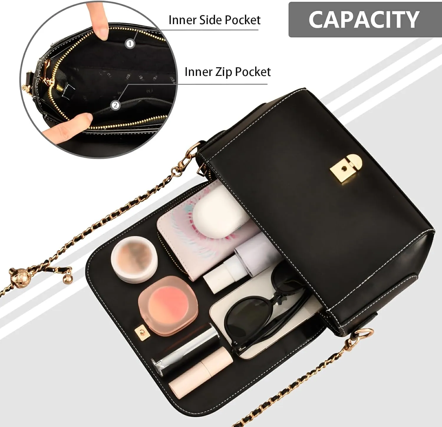 GAIGEO Fruitful Autumn Leather Crossbody Bags for Women Medium Size, Womens Crossbody Purse with Flap, Leather Crossbody Bag