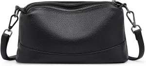 Genuine Leather Crossbody Bags for Women Shoulder Purse Cross Body with Wristlet Top Zipper