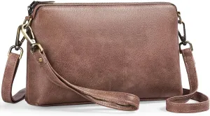 Genuine Leather Crossbody Bags for Women Shoulder Purse Cross Body with Wristlet Top Zipper