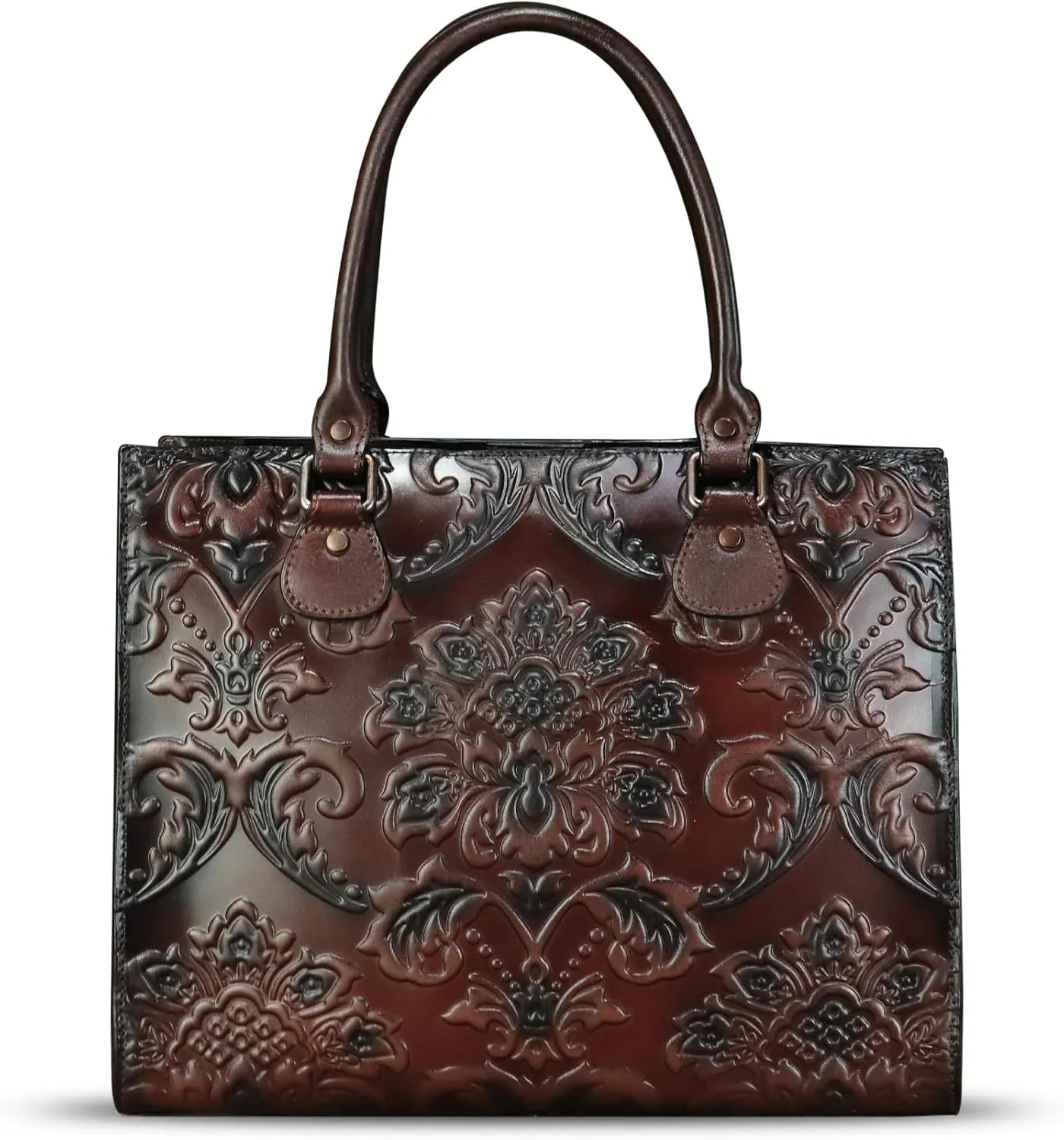 Genuine Leather Purses and Handbags for Women Tote Bag Vintage Embossed Leather Top Handle Bag Crossbody Shoulder Bag