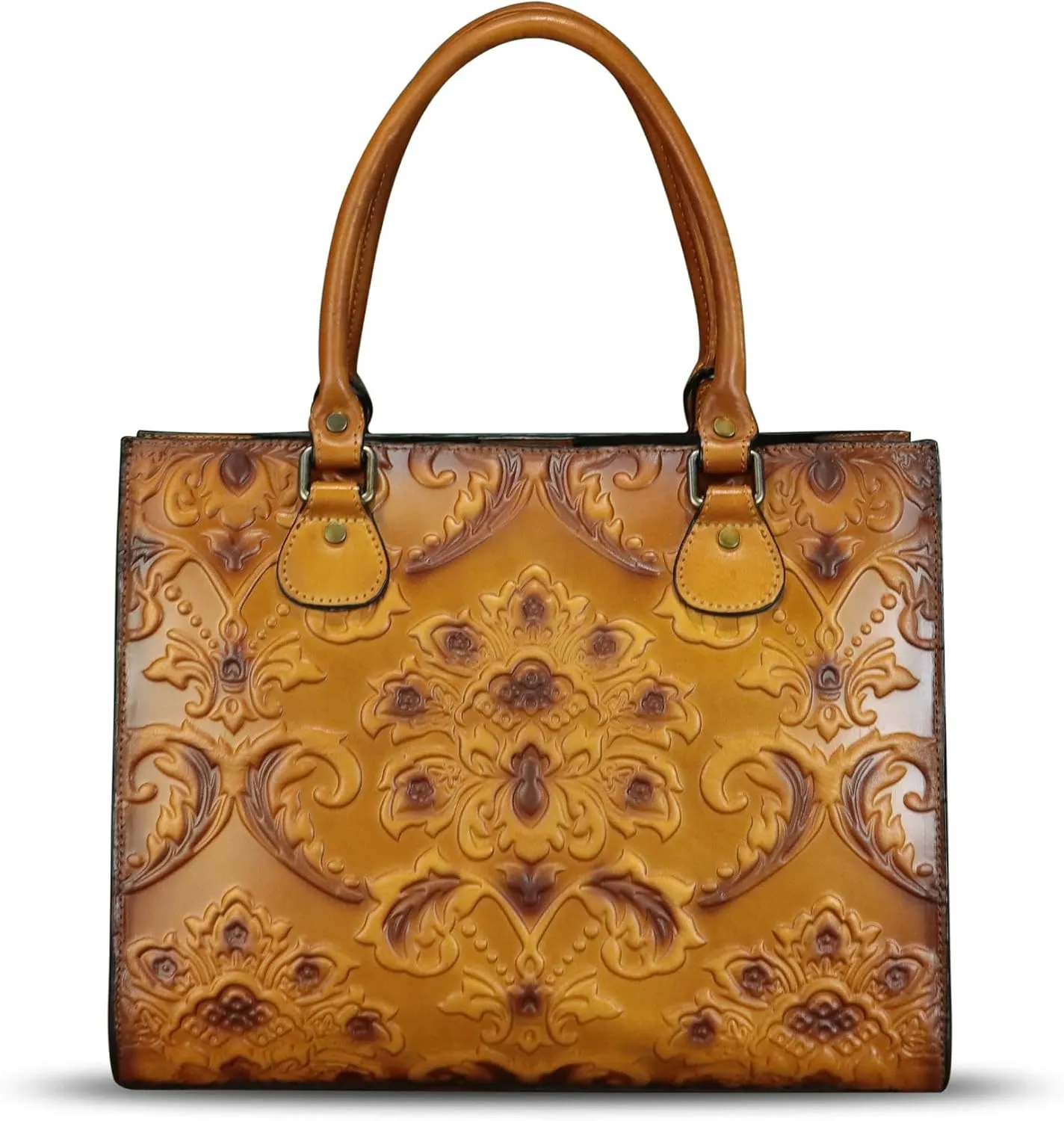Genuine Leather Purses and Handbags for Women Tote Bag Vintage Embossed Leather Top Handle Bag Crossbody Shoulder Bag