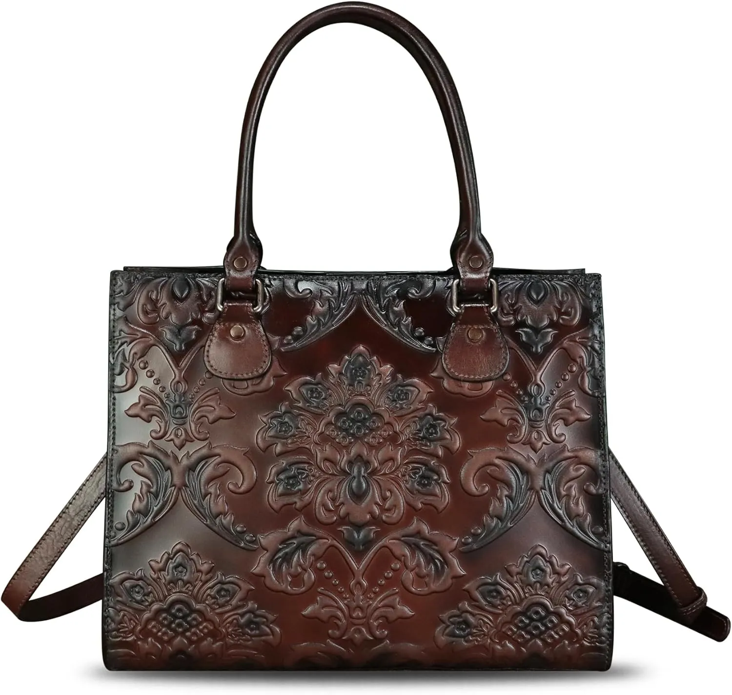 Genuine Leather Purses and Handbags for Women Tote Bag Vintage Embossed Leather Top Handle Bag Crossbody Shoulder Bag