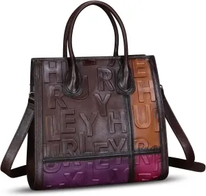Genuine Leather Satchel for Women Embossed Leather Handbag Top Handle Handbags Handmade Purse Crossbody Work Tote Bag