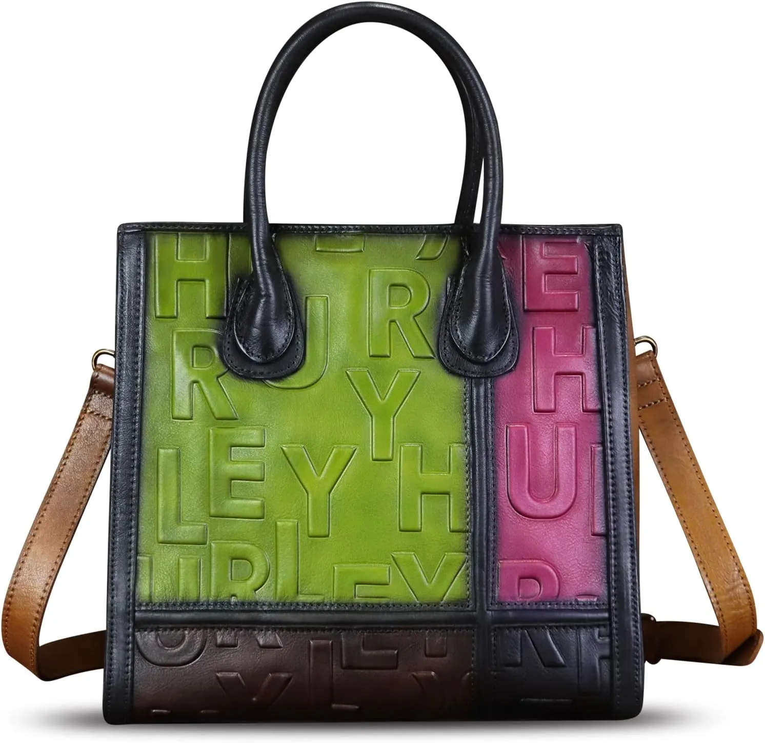 Genuine Leather Satchel for Women Embossed Leather Handbag Top Handle Handbags Handmade Purse Crossbody Work Tote Bag