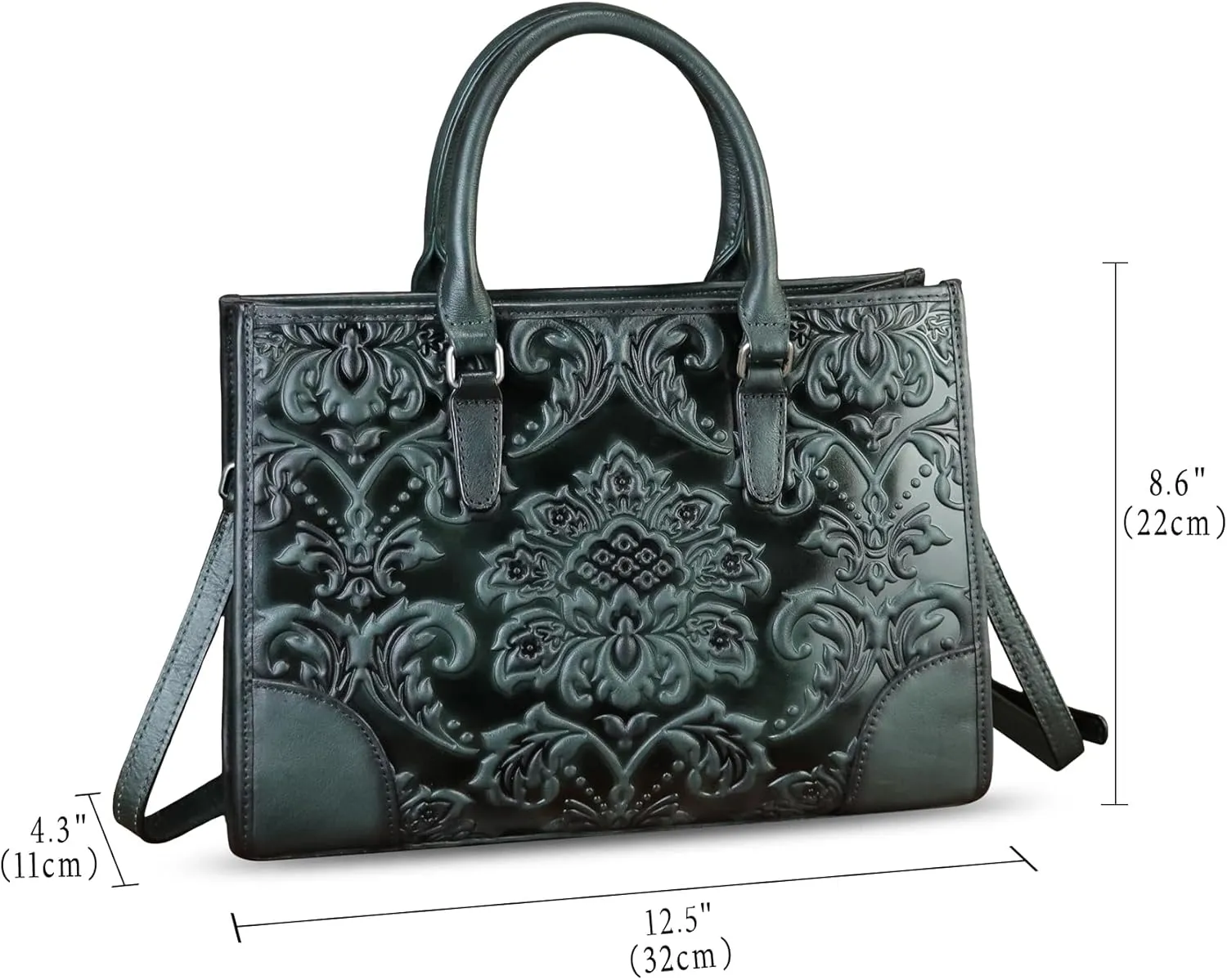 Genuine Leather Satchel for Women Purse Embossed Top Handle Handbag Handmade Crossbody Tote Shoulder Bags