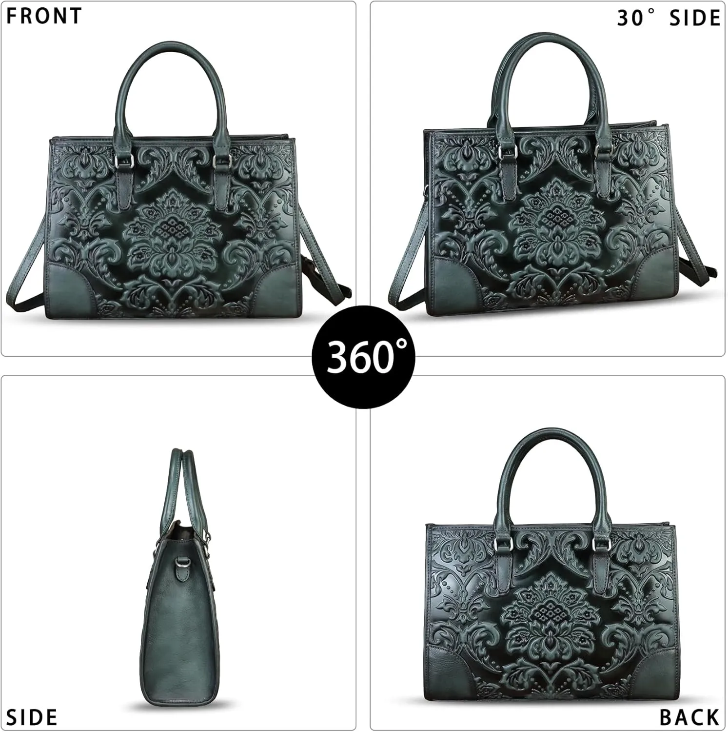 Genuine Leather Satchel for Women Purse Embossed Top Handle Handbag Handmade Crossbody Tote Shoulder Bags