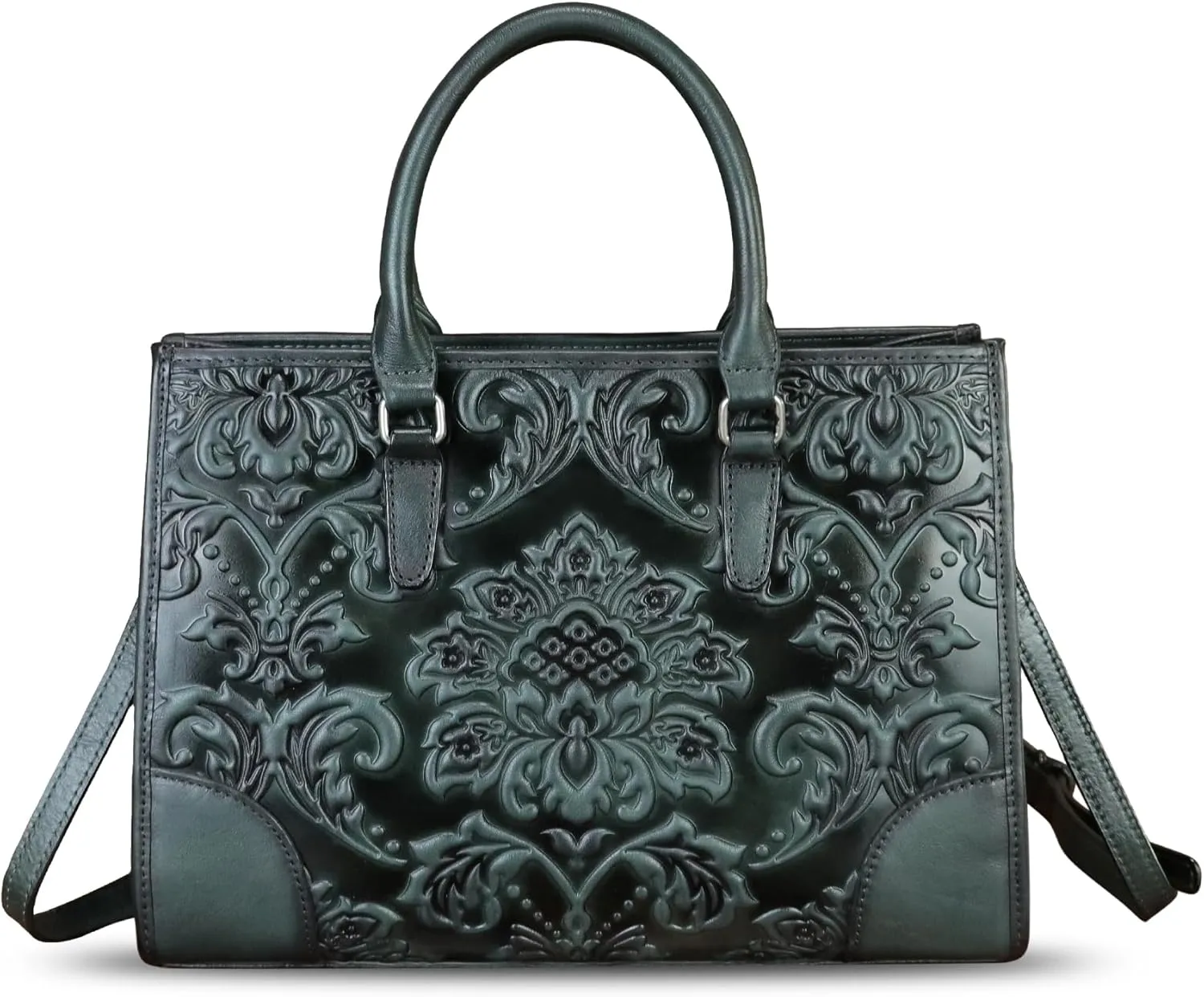 Genuine Leather Satchel for Women Purse Embossed Top Handle Handbag Handmade Crossbody Tote Shoulder Bags