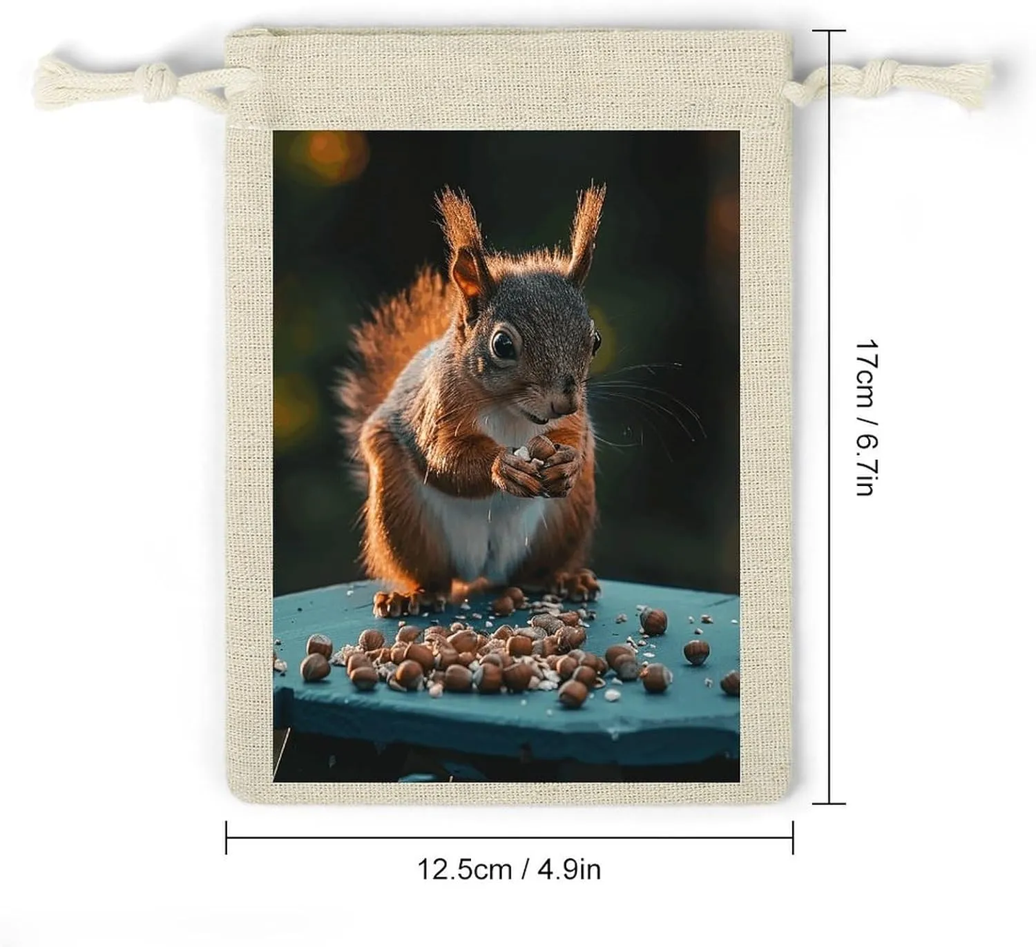 GHBNK Nuts And Squirrels Burlap Bags 8PC Drawstring Bags Small Burlap Gift Pouches for Jewelry,Travel Storage