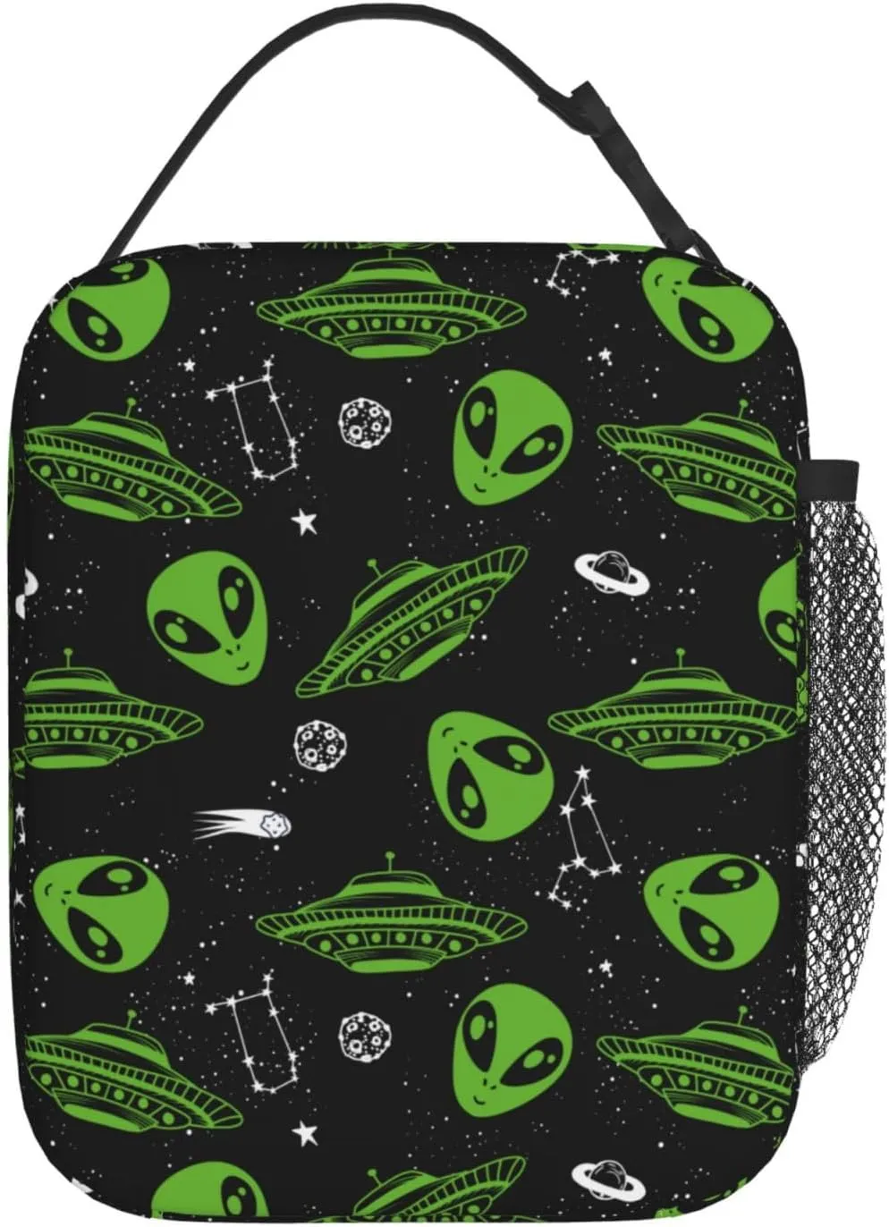 Gianlaima Alien Space Graffiti Spaceship Planet Stars Lunch Bag Portable Insulated Lunch Bag Reusable Cooler Totes For Women Men Adults Work Picnic Camping