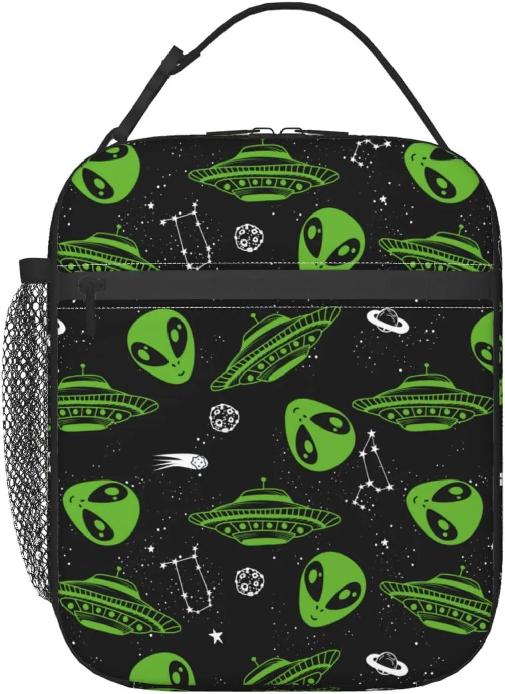 Gianlaima Alien Space Graffiti Spaceship Planet Stars Lunch Bag Portable Insulated Lunch Bag Reusable Cooler Totes For Women Men Adults Work Picnic Camping
