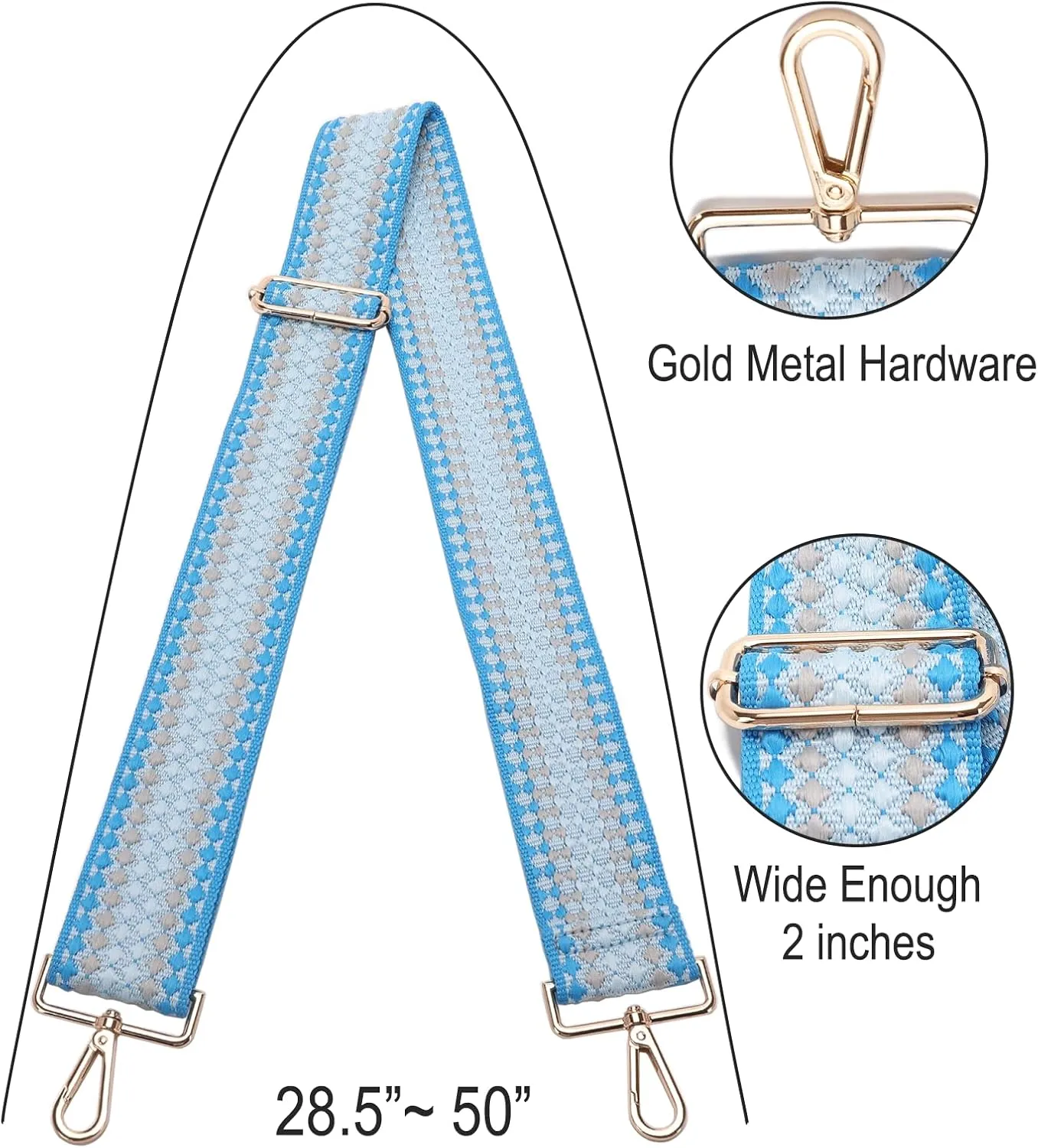 GINJKGO Purse Straps Replacement Crossbody - Adjustable Bag Strap for Purses, Wide Shoulder Strap for Women Guitar Purses