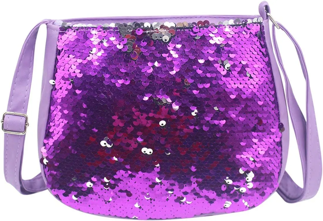 Girls Crossbody Purse for Kids Sparkle Flip Sequin Small Bling Cute Purses Zippered Glitters Shoulder Bag