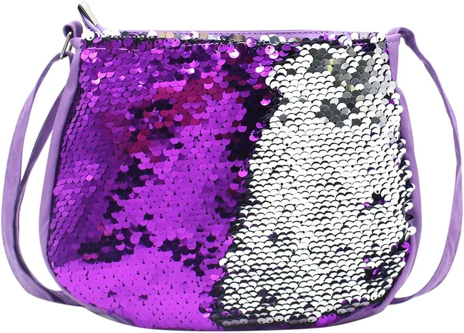 Girls Crossbody Purse for Kids Sparkle Flip Sequin Small Bling Cute Purses Zippered Glitters Shoulder Bag