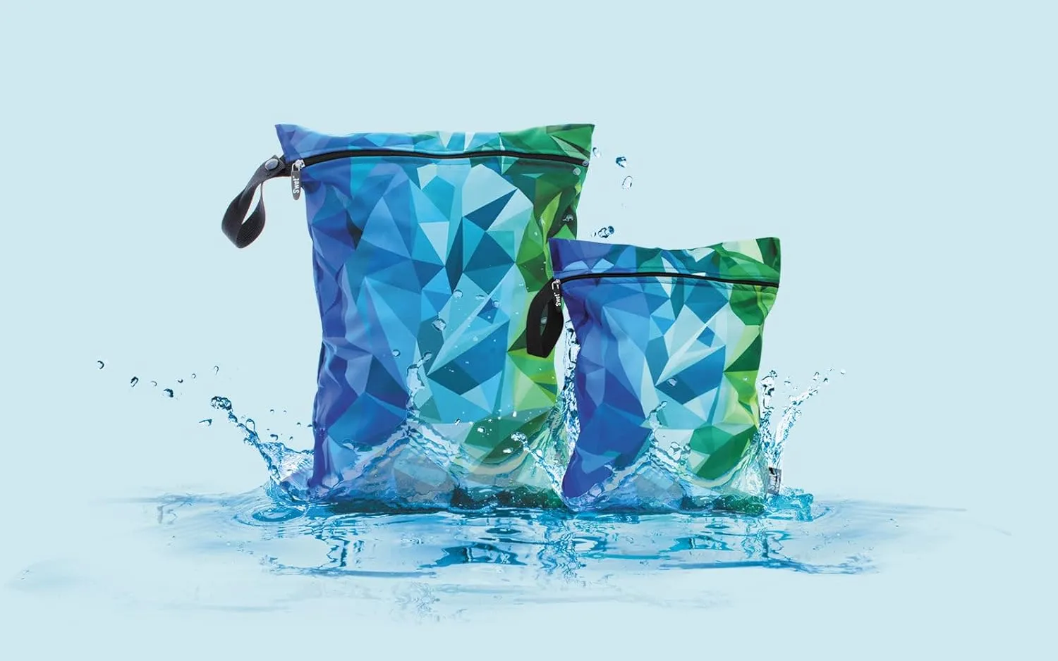 Gleener S’WET Wet/Dry Travel Laundry Bag – Waterproof Tote for Gym Clothes, Swimsuits, Diapers, Baby Gear & Toiletries – 3-Pack (Arctic Blast)