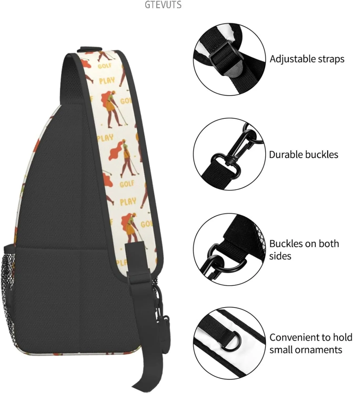 Golf Sling Backpack Chest Bag Crossbody Shoulder Bag Gym Cycling Travel Hiking Daypack For Men Women