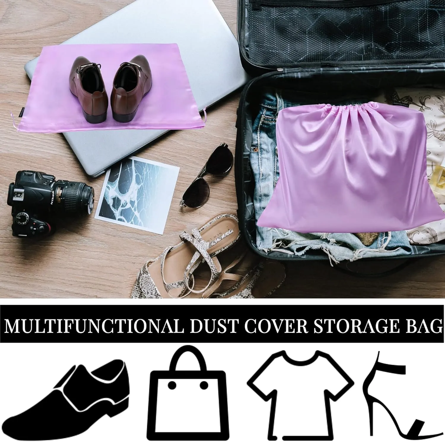 GONGKANGYUAN 30 Pack Dust Bags for Handbags Travel Storage Pouch, Silk Handbag Dust Cover Bags for Purses Pocketbooks Shoes Boots