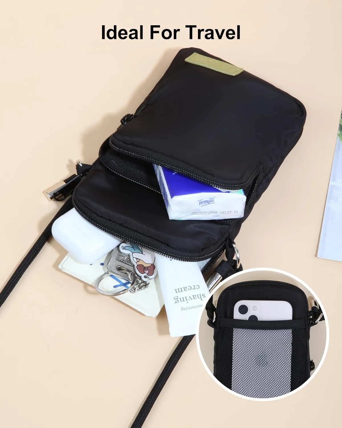 GOX Crossbody Bag for Women Small Size Cell Phone Wallet Purse for Travelling， Travel Purse Shoulder Bag