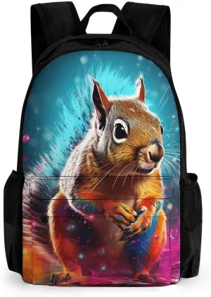 Graffiti Cute Chipmunk 17 Inch Laptop Backpack Large Capacity Daypack Travel Shoulder Bag for Men&Women