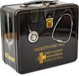 Grey's Anatomy Doctors Bag Metal Tin Lunch Box Tote | 8 x 7 x 4 Inches