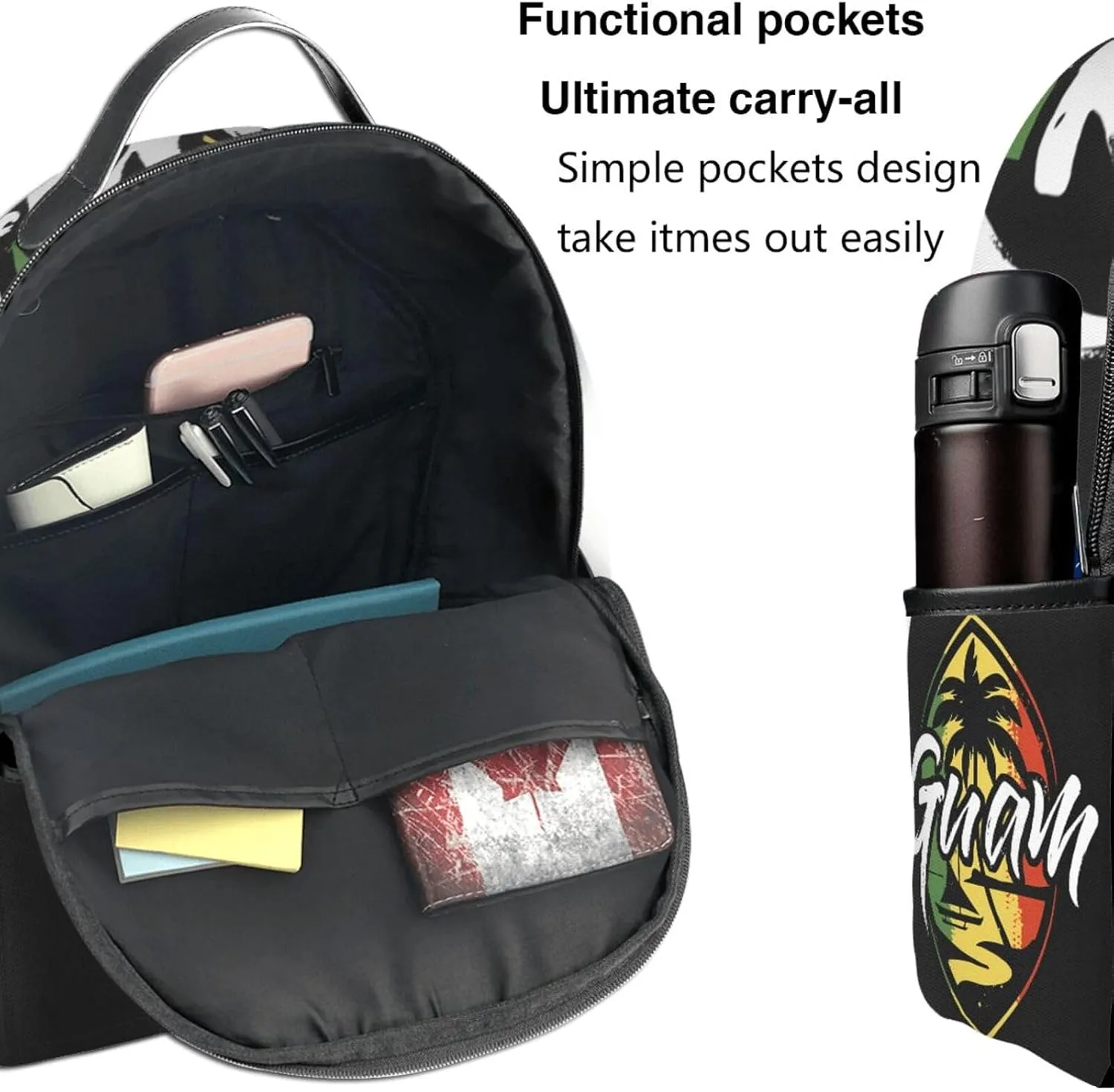 Guam Island Flag Casual Backpacks Laptop Backpack Carry-on Daypack Sports Travel Rucksack Lightweight Working Bag for Outdoor Hiking Cycling Walking