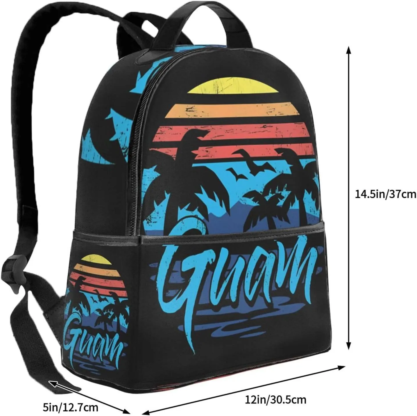 Guam Island Flag Casual Backpacks Laptop Backpack Carry-on Daypack Sports Travel Rucksack Lightweight Working Bag for Outdoor Hiking Cycling Walking
