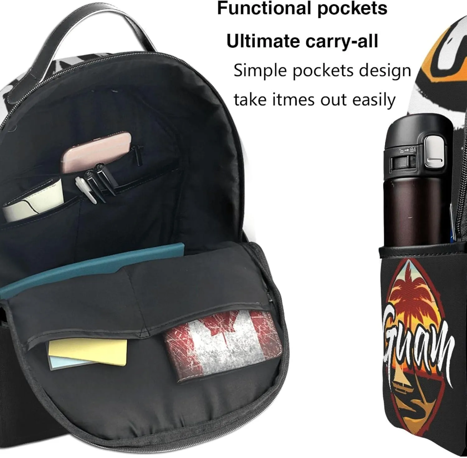 Guam Island Flag Casual Backpacks Laptop Backpack Carry-on Daypack Sports Travel Rucksack Lightweight Working Bag for Outdoor Hiking Cycling Walking