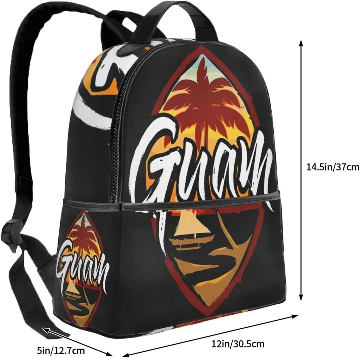 Guam Island Flag Casual Backpacks Laptop Backpack Carry-on Daypack Sports Travel Rucksack Lightweight Working Bag for Outdoor Hiking Cycling Walking