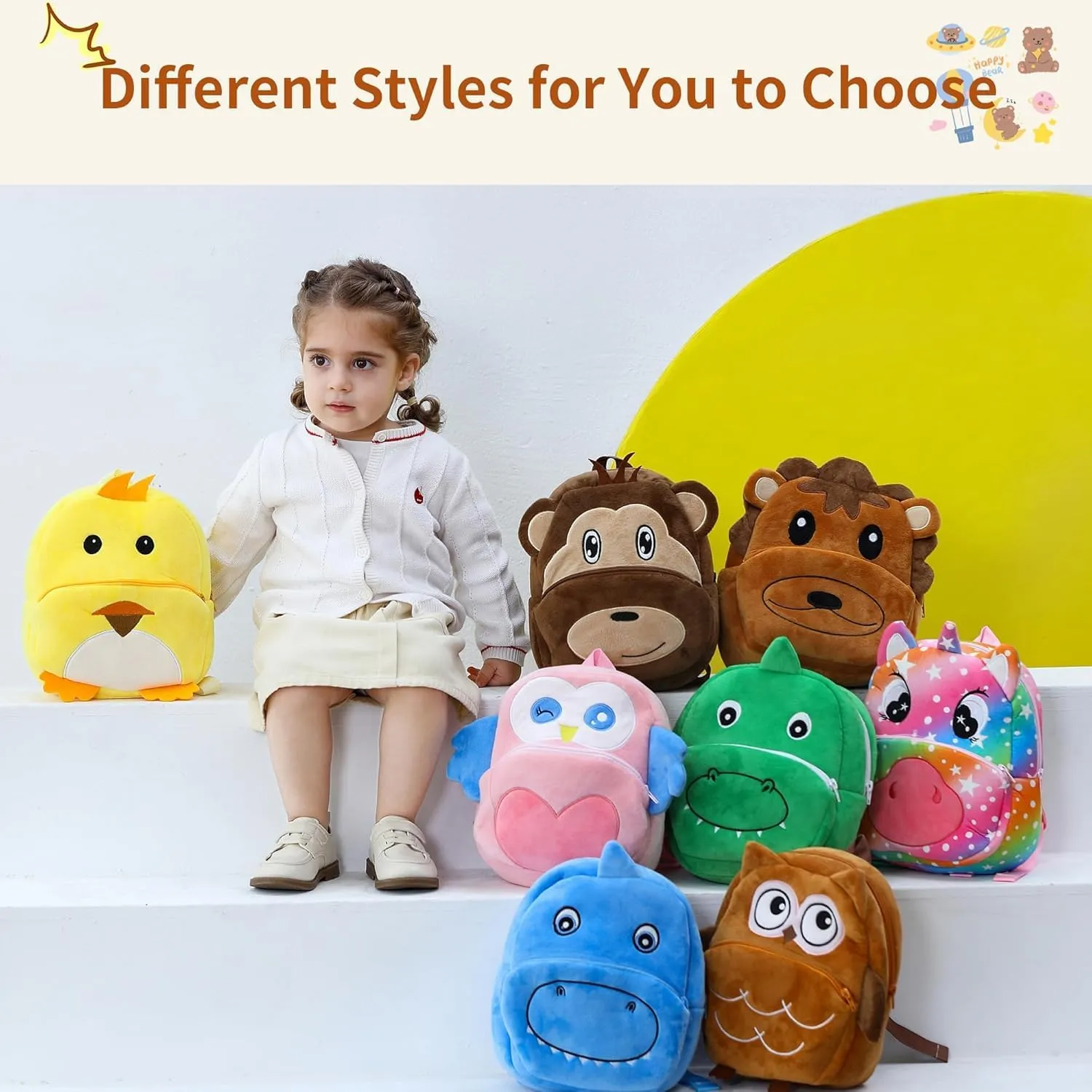 HAHASHOW Toddler Backpacks for Boys Girls 2-4, Cute Plush Animal Cartoon Kids Backpack for Daycare Kindergarten Preschool Travel Cow